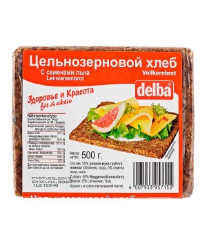 Цельнозерновой хлеб Delba с семенами льна, 500 гр.